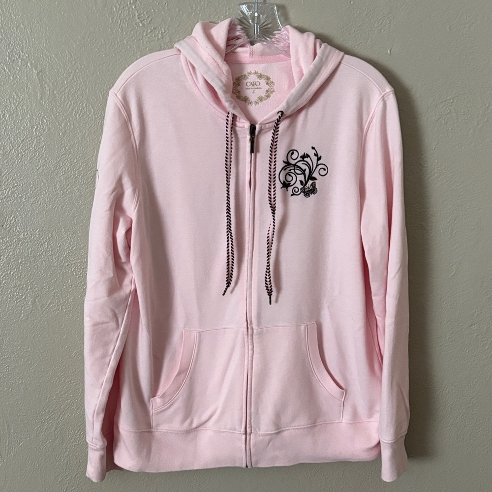 CATO Women’s Pink Full Zip Hoodie Sweatshirt, Large